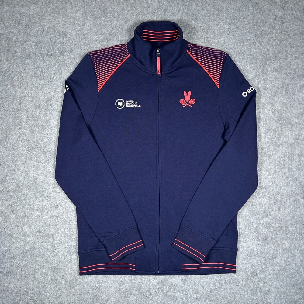 Psycho Bunny Track Jacket Mens XS Navy Blue Banque Nationale Tennis Rogers